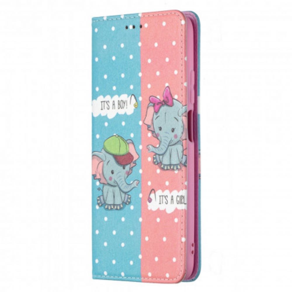 Bescherming Hoesje voor Poco M3 Folio-hoesje Babyolifanten