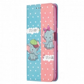 Bescherming Hoesje voor Poco M3 Folio-hoesje Babyolifanten