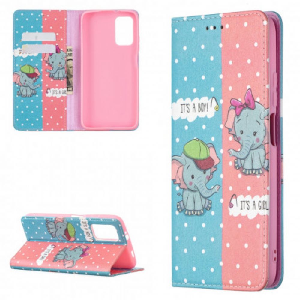 Bescherming Hoesje voor Poco M3 Folio-hoesje Babyolifanten