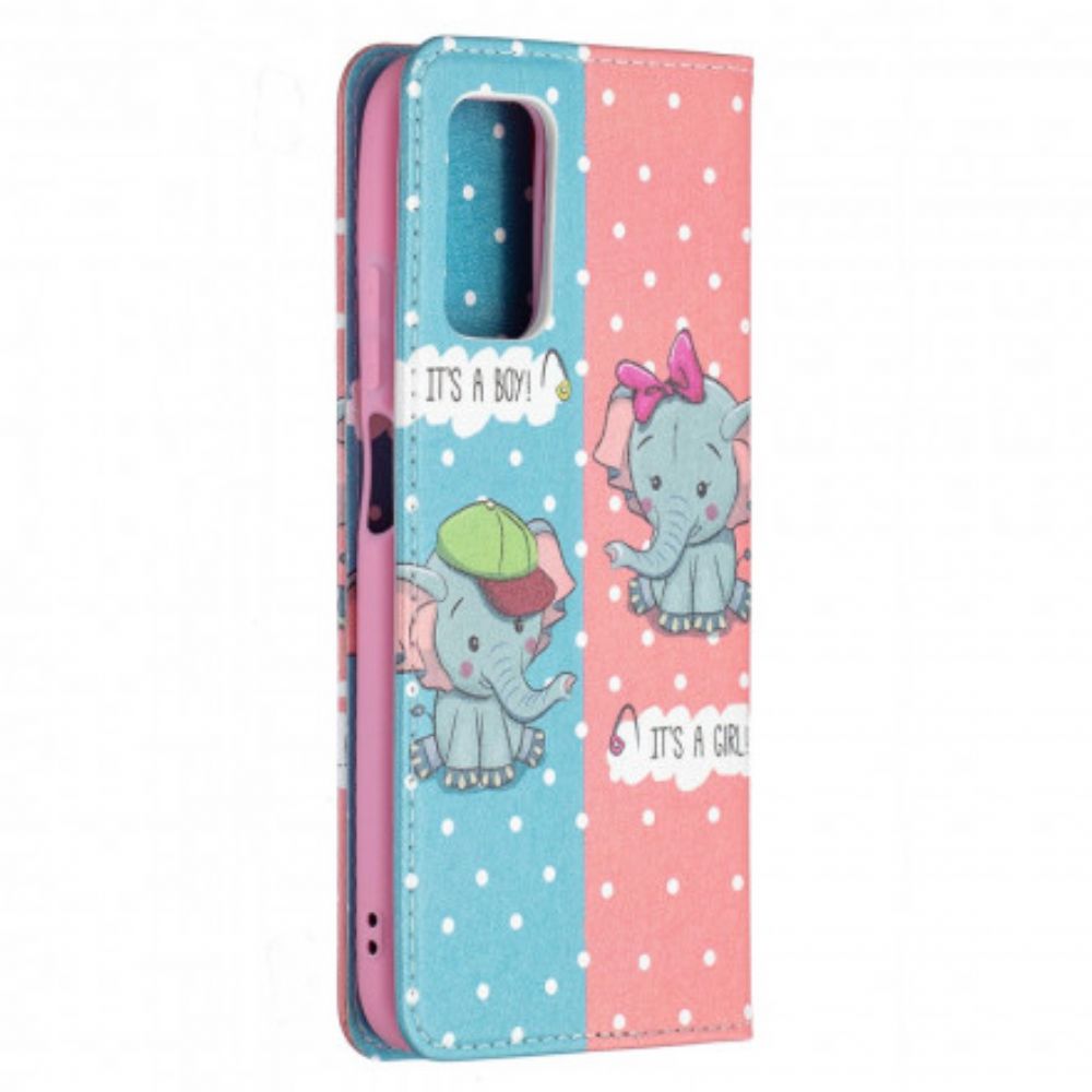 Bescherming Hoesje voor Poco M3 Folio-hoesje Babyolifanten