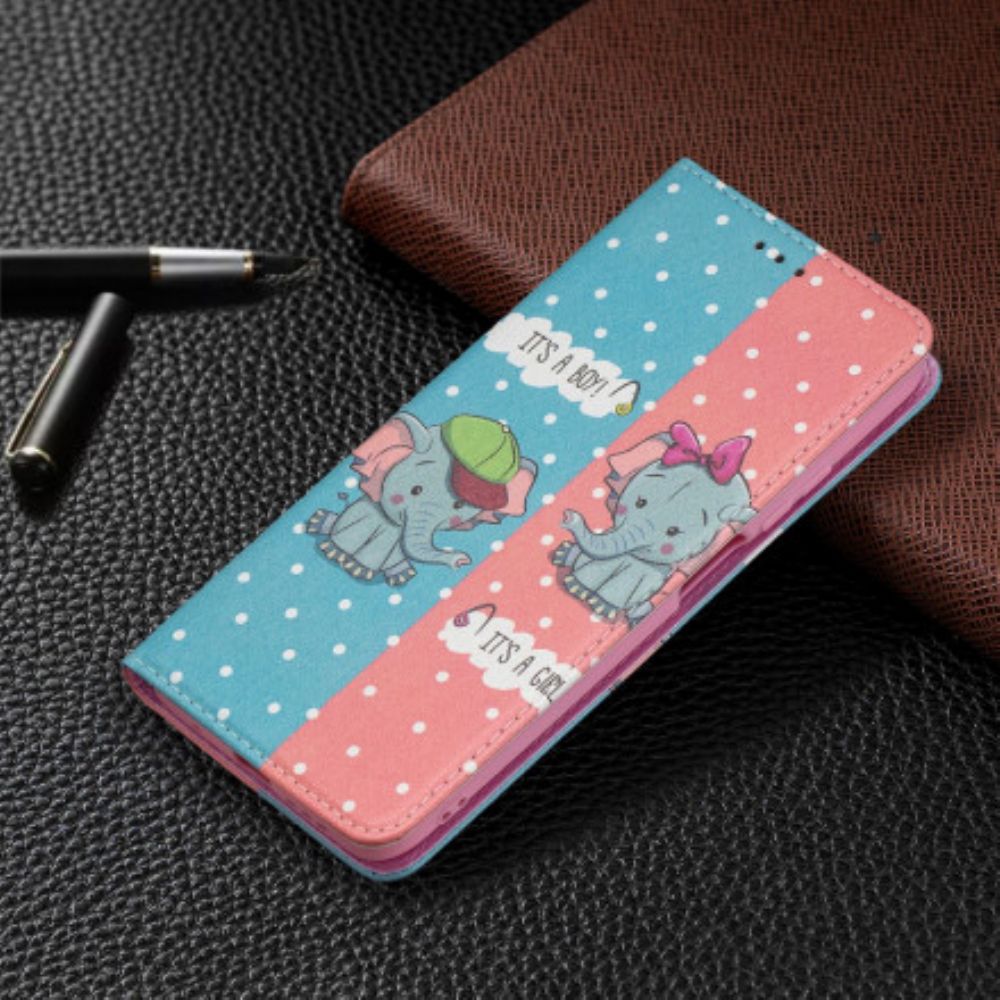 Bescherming Hoesje voor Poco M3 Folio-hoesje Babyolifanten