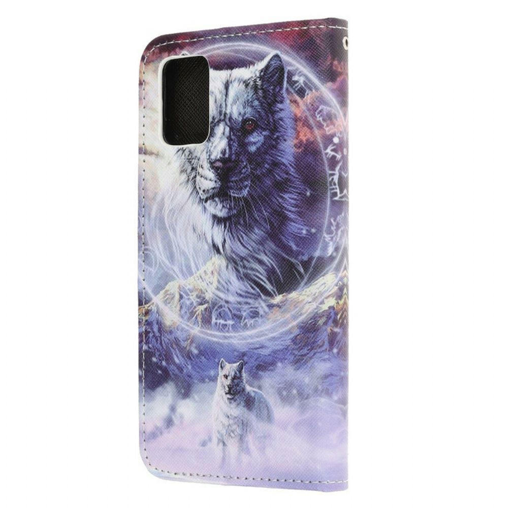 Leren Hoesje voor Poco M3 Winterwolf Met Koord