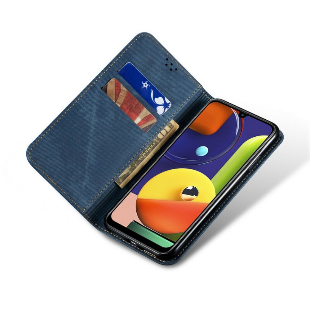 Bescherming Hoesje voor Samsung Galaxy A50 Folio-hoesje Denim Stof