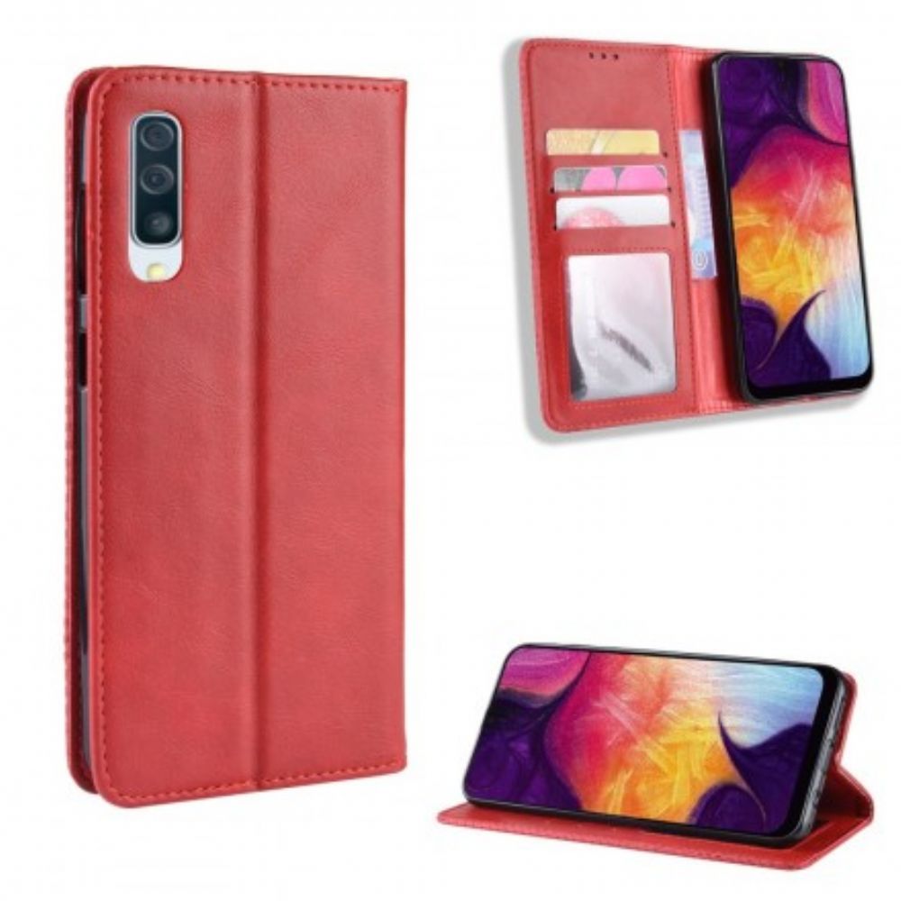 Bescherming Hoesje voor Samsung Galaxy A50 Folio-hoesje Vintage Gestileerd Leereffect