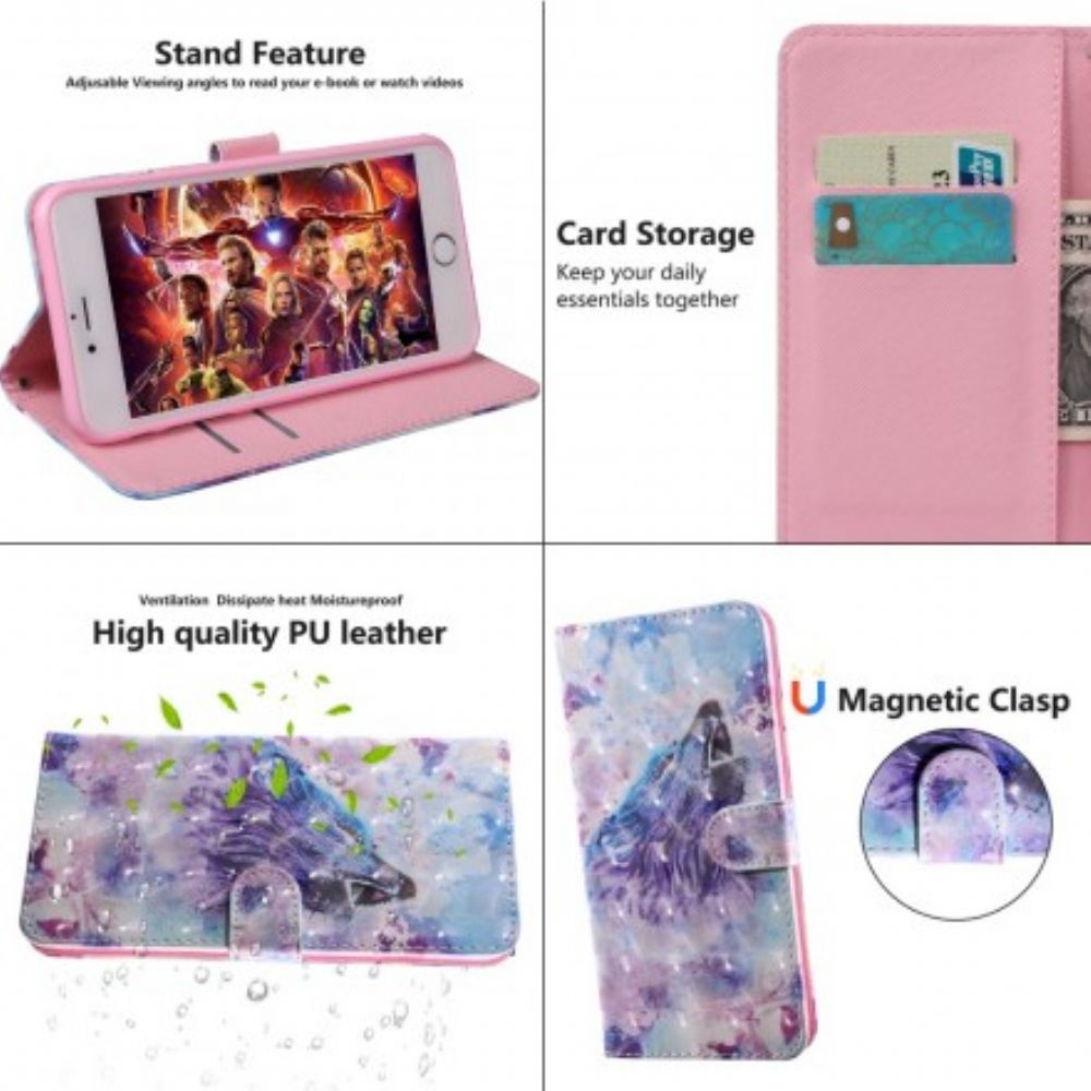 Folio-hoesje voor Samsung Galaxy A50 Aquarel Wolf