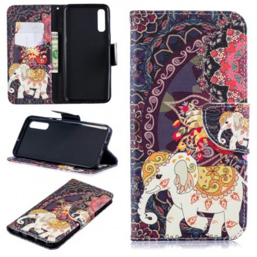 Folio-hoesje voor Samsung Galaxy A50 Etnische Olifantenmandala