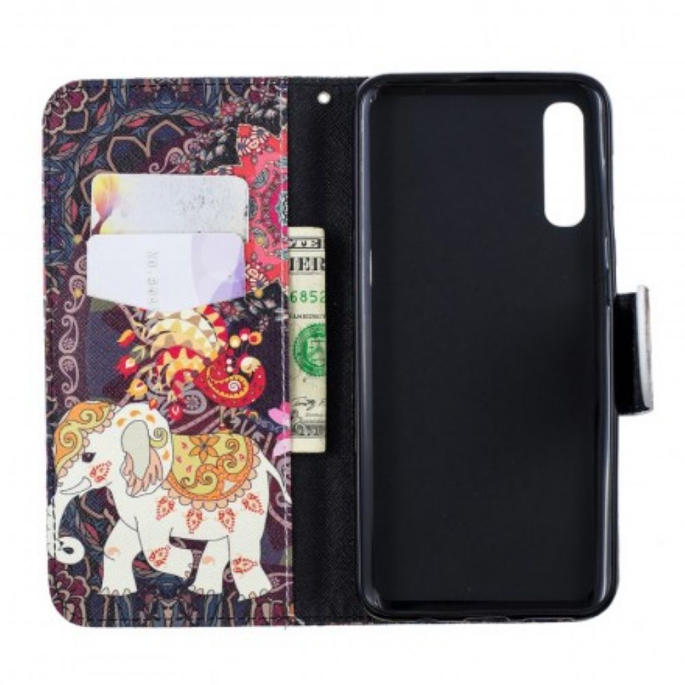 Folio-hoesje voor Samsung Galaxy A50 Etnische Olifantenmandala