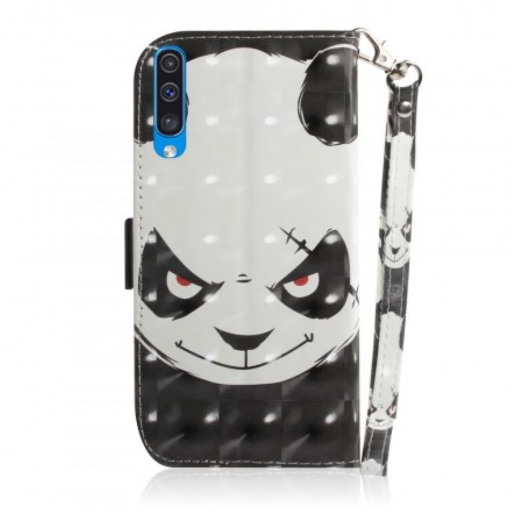 Folio-hoesje voor Samsung Galaxy A50 Met Ketting Boze Panda Met Riem