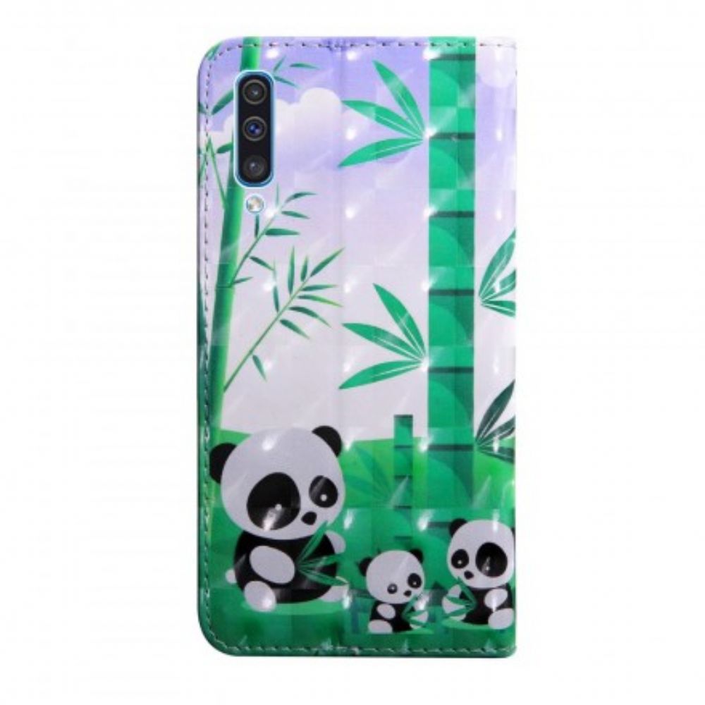 Folio-hoesje voor Samsung Galaxy A50 Panda-familie