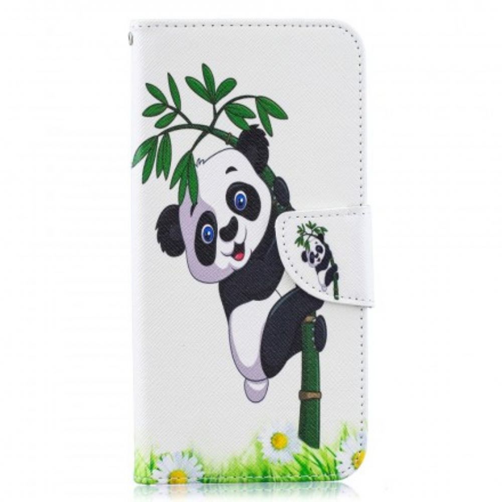 Folio-hoesje voor Samsung Galaxy A50 Panda Op Bamboe