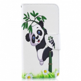 Folio-hoesje voor Samsung Galaxy A50 Panda Op Bamboe