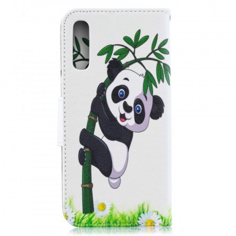 Folio-hoesje voor Samsung Galaxy A50 Panda Op Bamboe