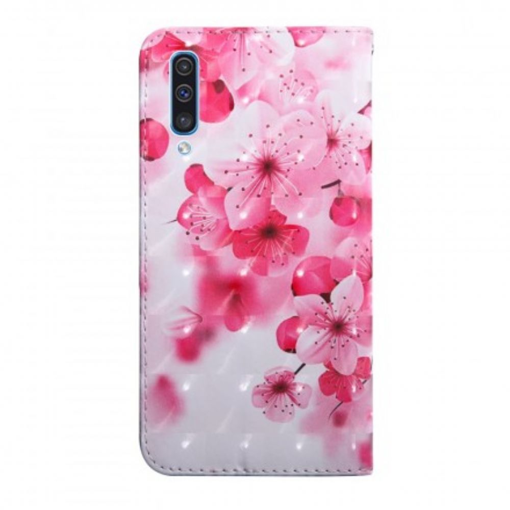 Folio-hoesje voor Samsung Galaxy A50 Roze Bloemen