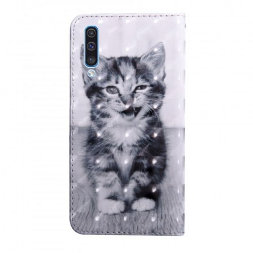 Folio-hoesje voor Samsung Galaxy A50 Zwart-witte Kat