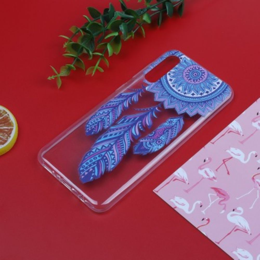 Hoesje voor Samsung Galaxy A50 Transparante Dromenvanger Blauwe Veren