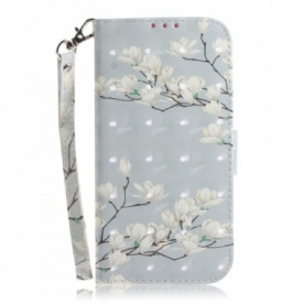 Leren Hoesje voor Samsung Galaxy A50 Met Ketting Thong Bloemenboom