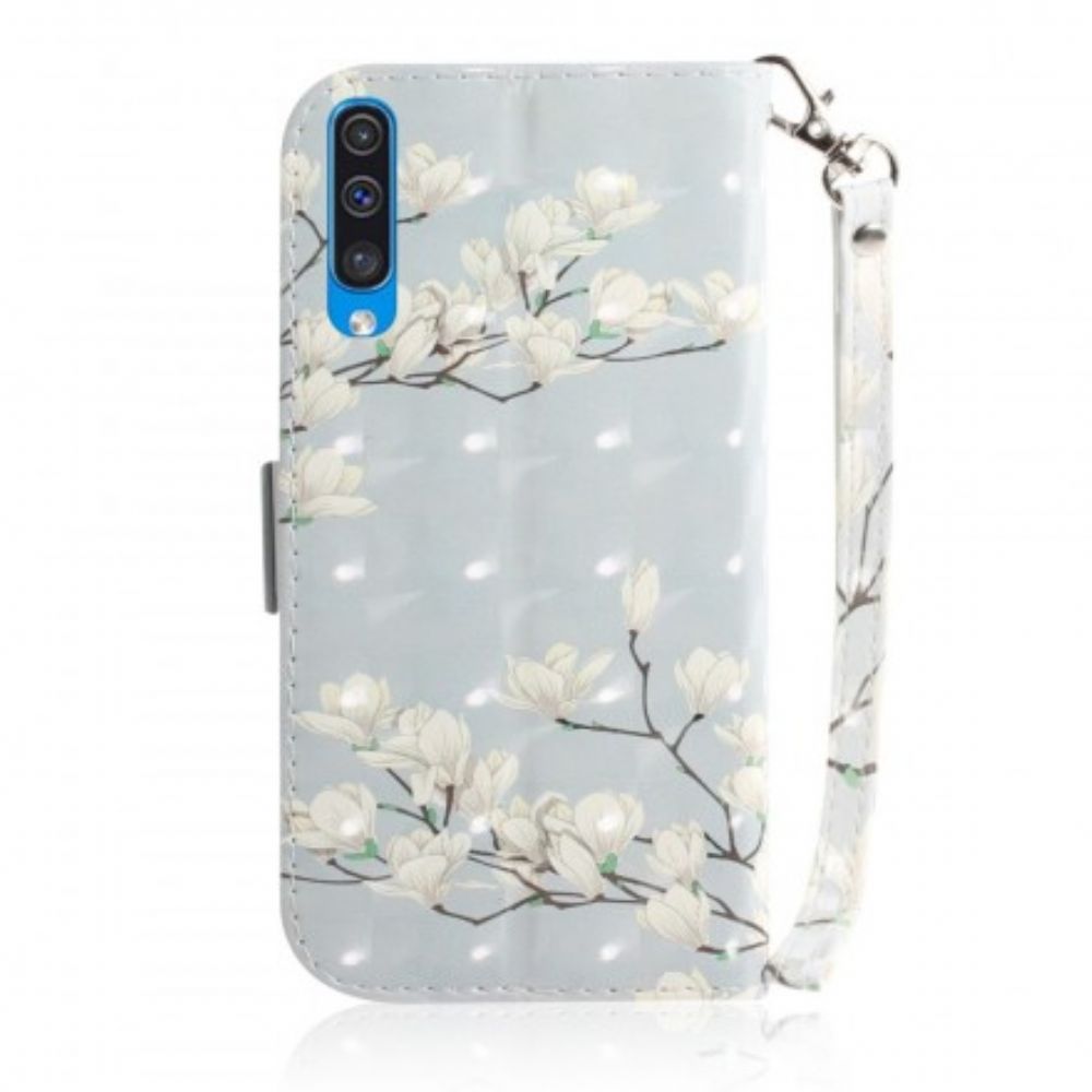 Leren Hoesje voor Samsung Galaxy A50 Met Ketting Thong Bloemenboom