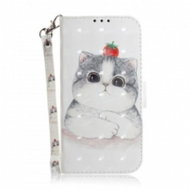 Leren Hoesje voor Samsung Galaxy A50 Met Ketting Tomaat Op De String Cat