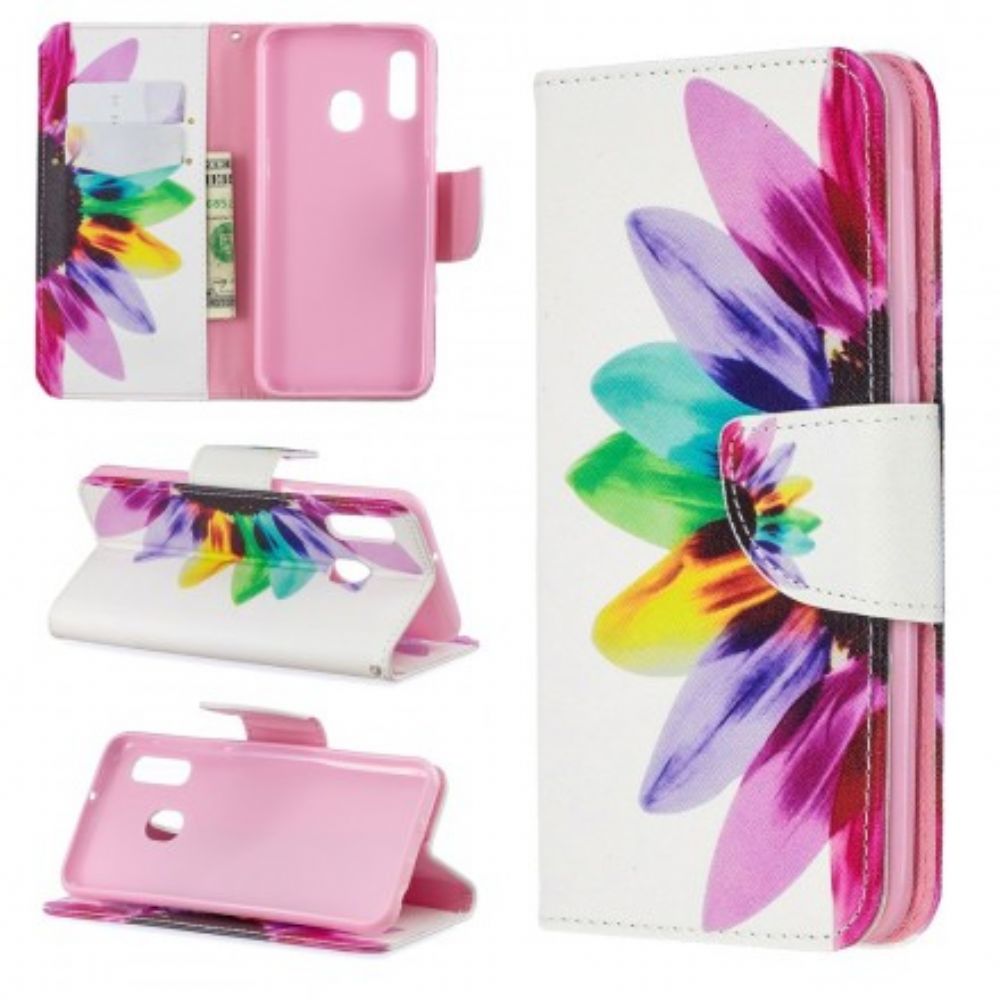 Folio-hoesje voor Samsung Galaxy A20e Aquarel Bloem