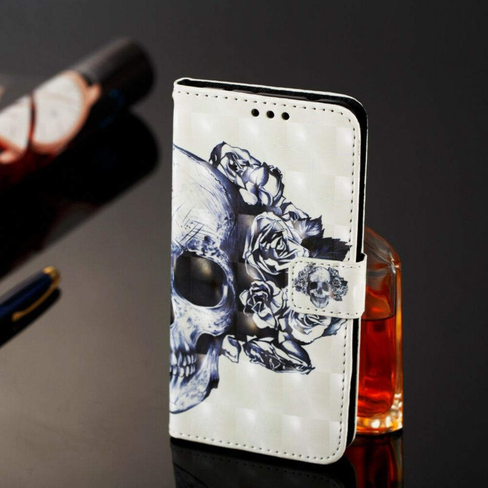 Folio-hoesje voor Samsung Galaxy A20e Bloemenschedel