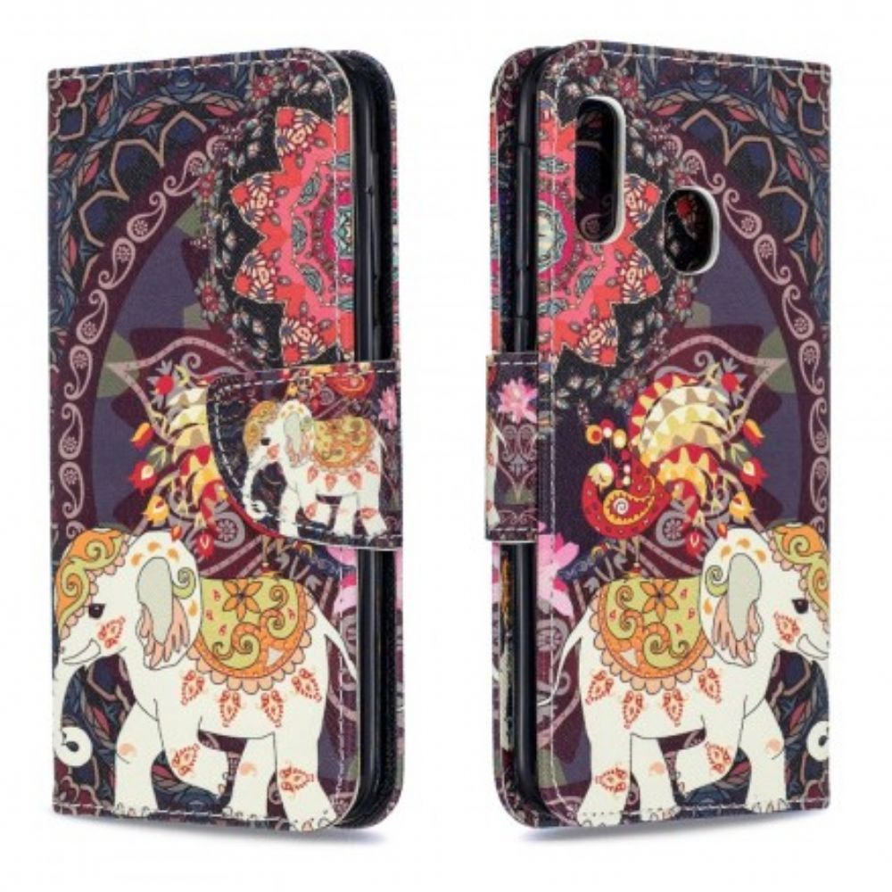 Folio-hoesje voor Samsung Galaxy A20e Etnische Olifantenmandala