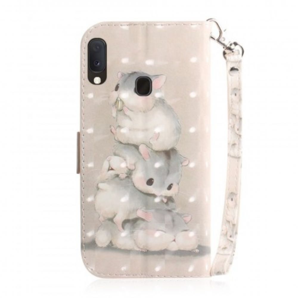 Folio-hoesje voor Samsung Galaxy A20e Met Ketting Thong Hamsters