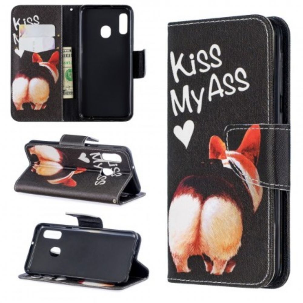 Leren Hoesje voor Samsung Galaxy A20e Kiss My Ass