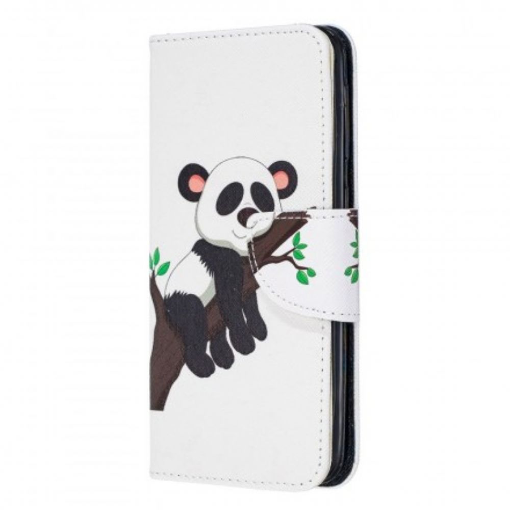 Leren Hoesje voor Samsung Galaxy A20e Luie Panda