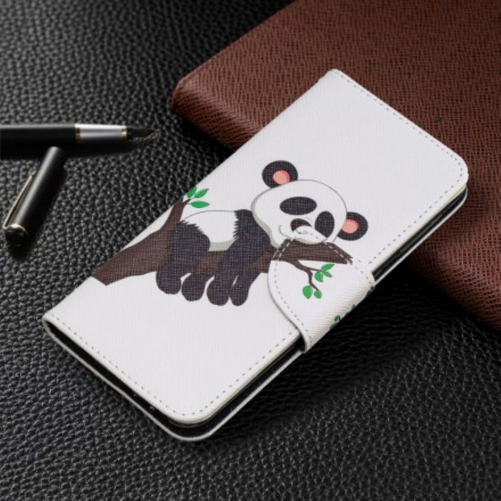 Leren Hoesje voor Samsung Galaxy A20e Luie Panda