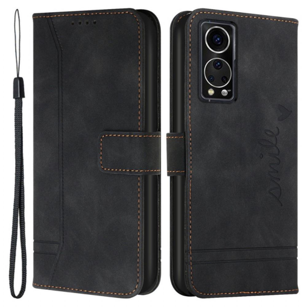 Folio-hoesje voor ZTE Axon 30 5G Glimlach Met Lanyard