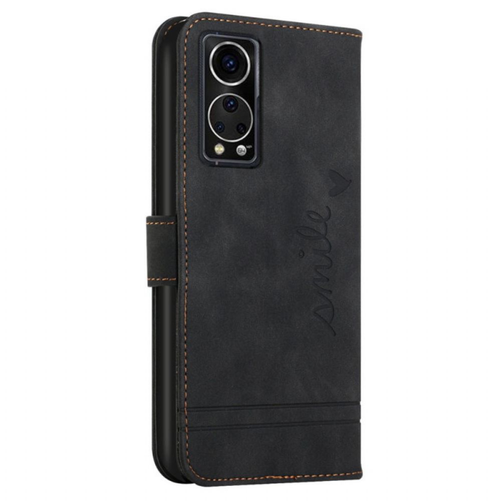 Folio-hoesje voor ZTE Axon 30 5G Glimlach Met Lanyard