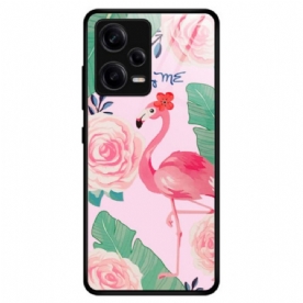 Hoesje voor Poco X5 Pro 5G Flamingo Gehard Glas