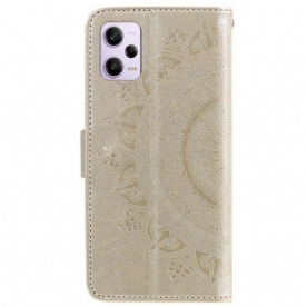 Leren Hoesje voor Poco X5 Pro 5G Mandala Zon Met Lanyard