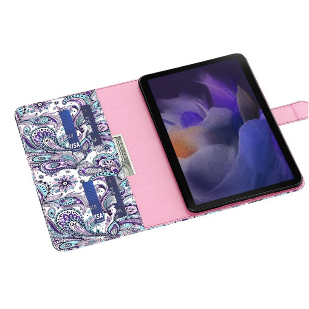 Leren Hoesje voor Samsung Galaxy Tab A8 Paisley-patroon