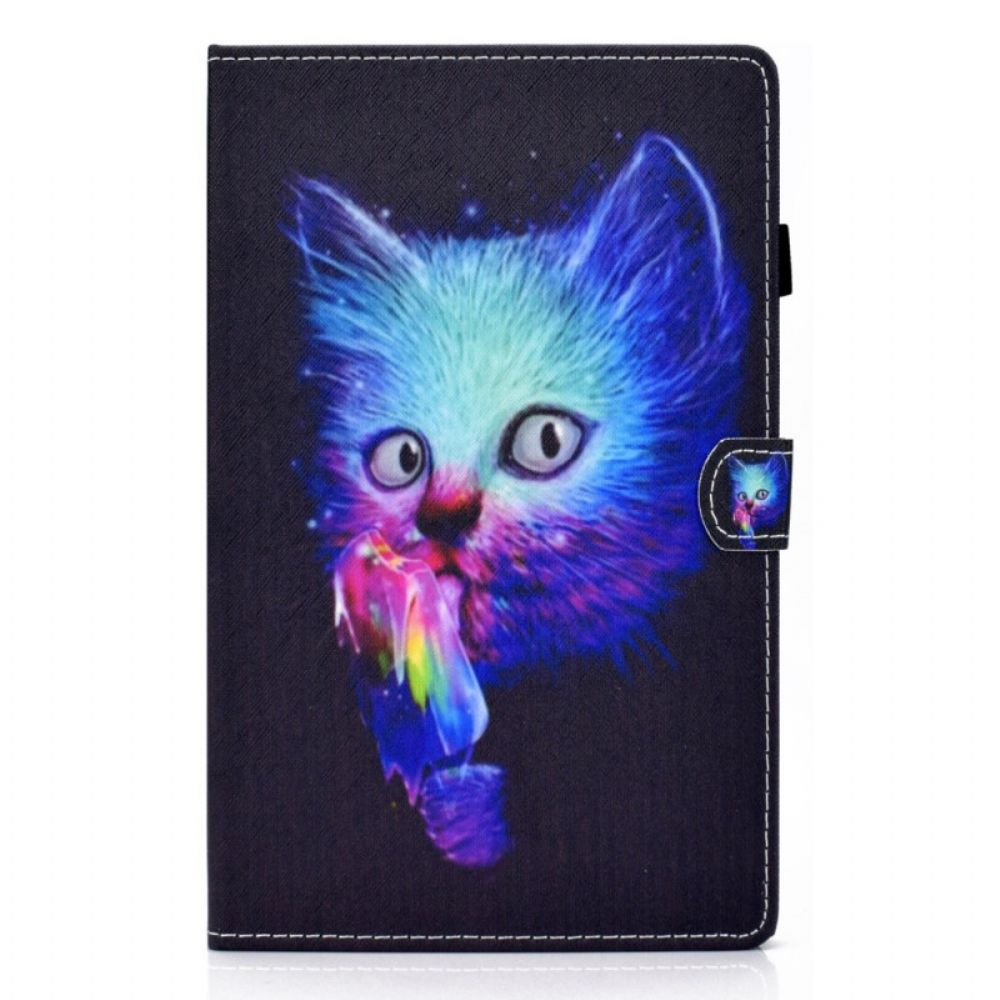 Leren Hoesje voor Samsung Galaxy Tab A8 Psycho Kat