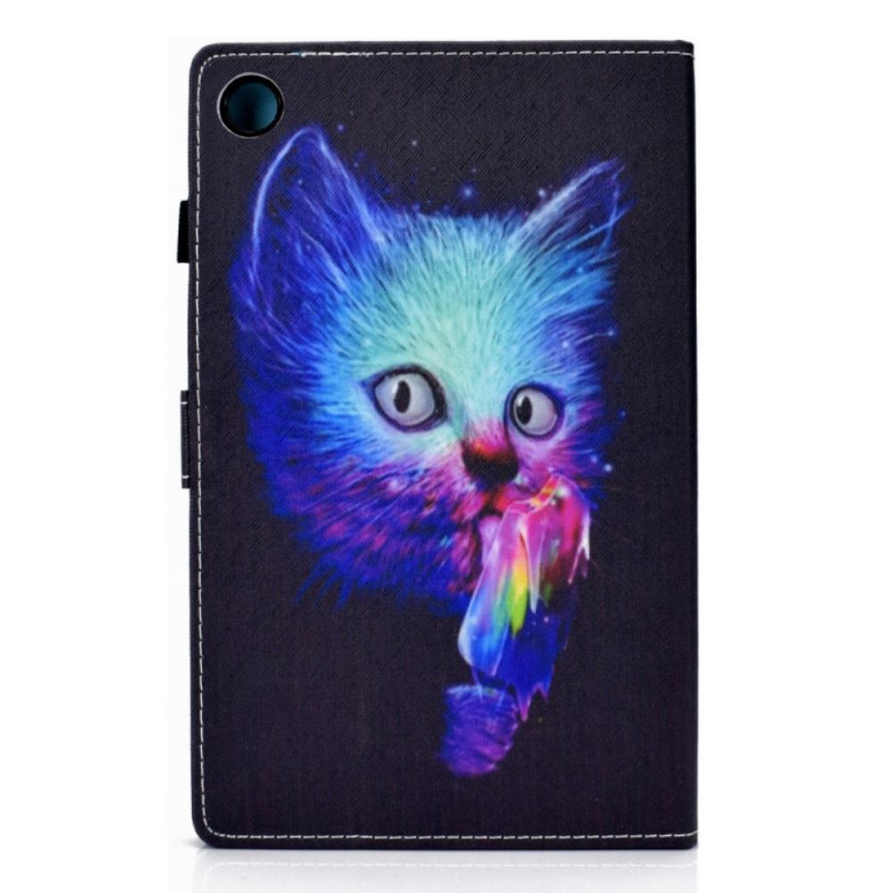 Leren Hoesje voor Samsung Galaxy Tab A8 Psycho Kat