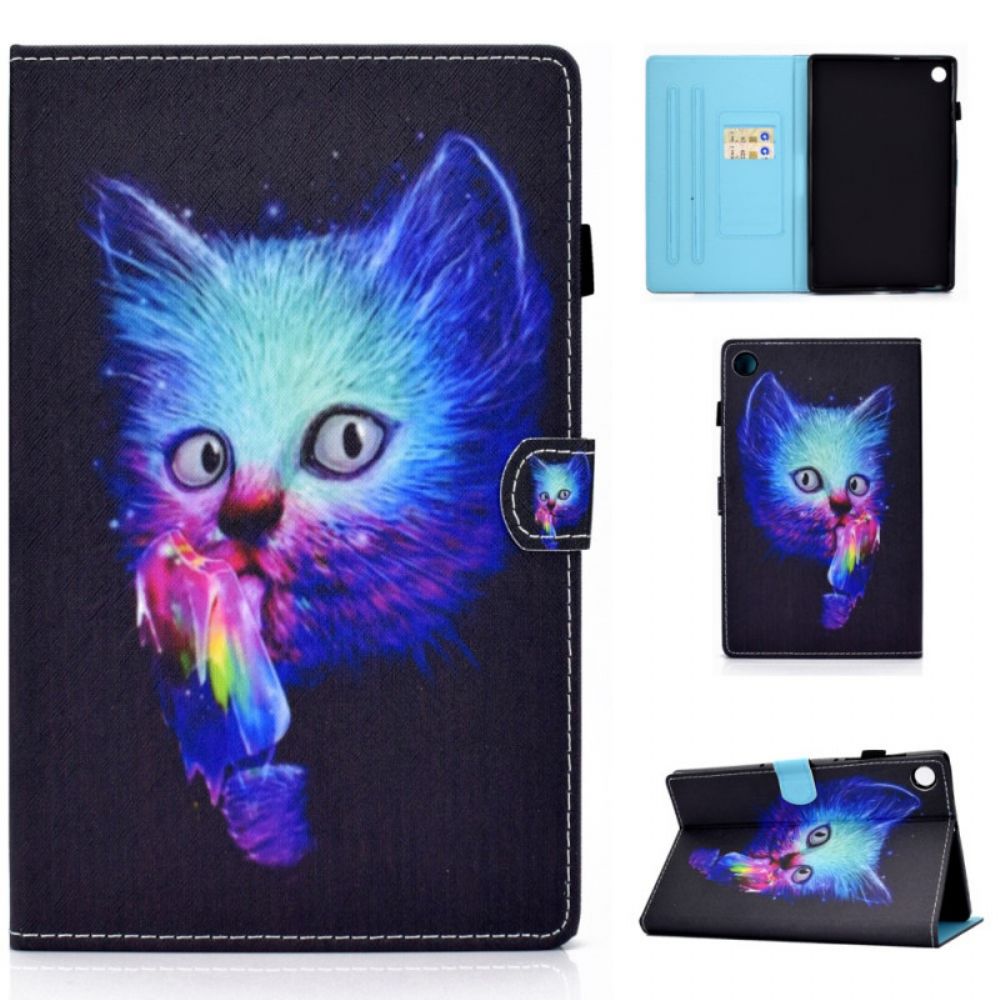 Leren Hoesje voor Samsung Galaxy Tab A8 Psycho Kat