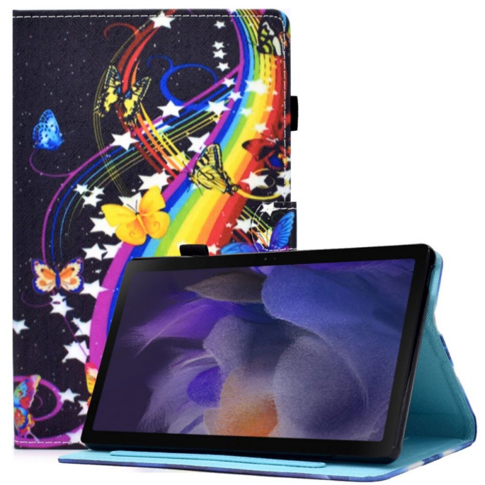 Leren Hoesje voor Samsung Galaxy Tab A8 Regenboogvlinders