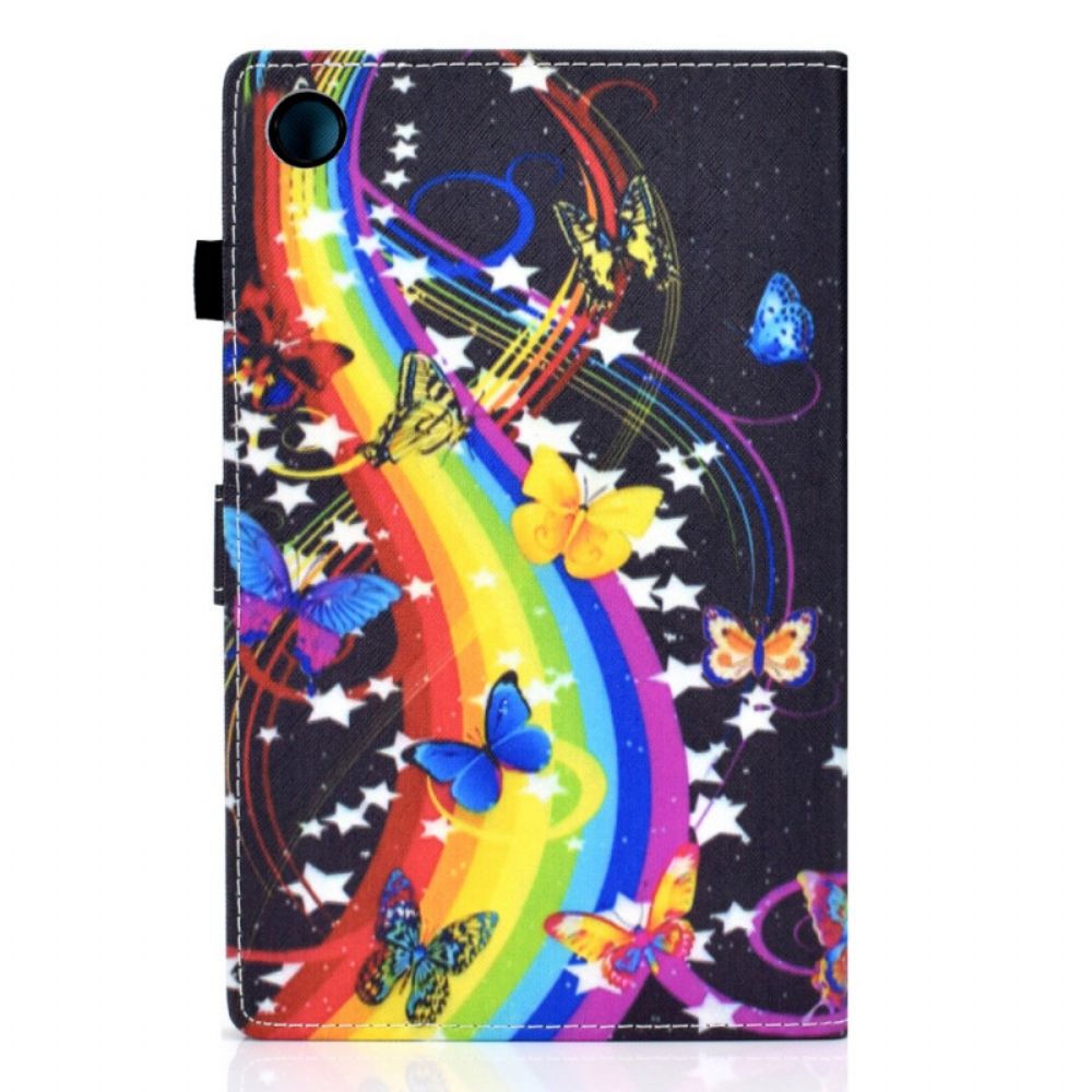 Leren Hoesje voor Samsung Galaxy Tab A8 Regenboogvlinders