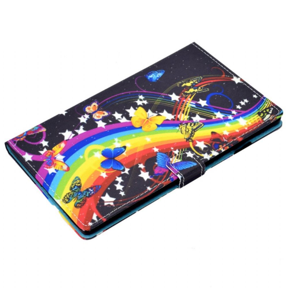 Leren Hoesje voor Samsung Galaxy Tab A8 Regenboogvlinders