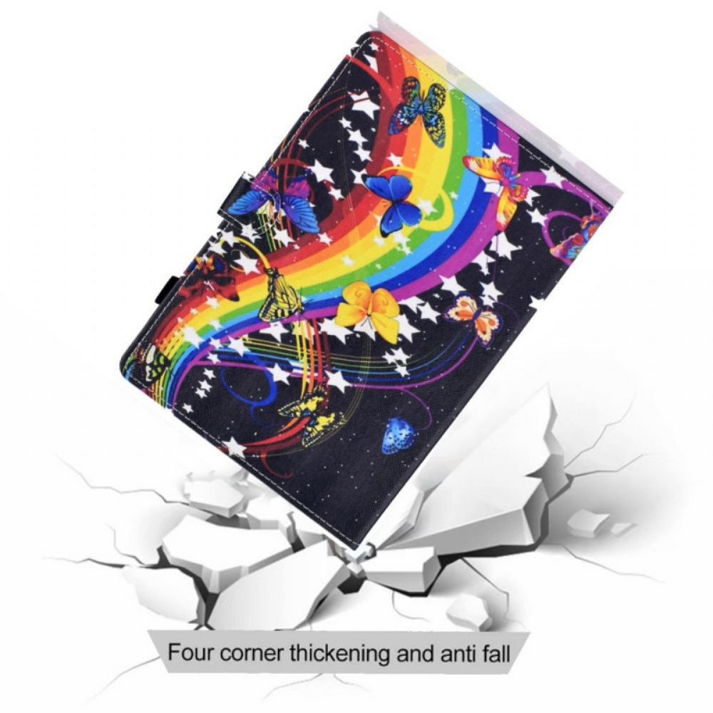 Leren Hoesje voor Samsung Galaxy Tab A8 Regenboogvlinders