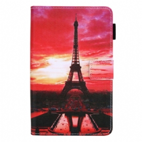 Leren Hoesje voor Samsung Galaxy Tab A8 Zonsondergang Eiffeltoren