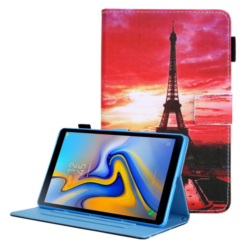 Leren Hoesje voor Samsung Galaxy Tab A8 Zonsondergang Eiffeltoren