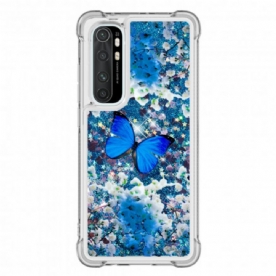 Hoesje voor Xiaomi Mi Note 10 Lite Blauwe Glittervlinders