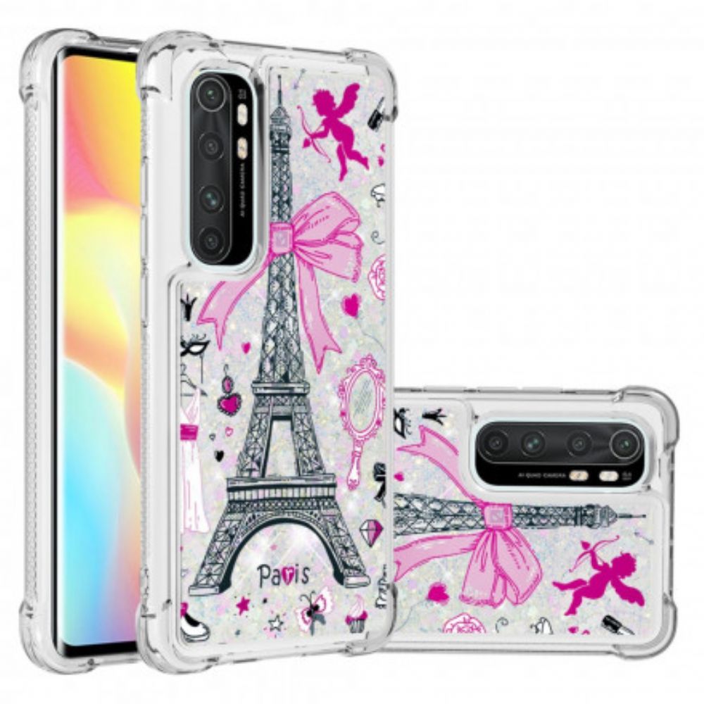 Hoesje voor Xiaomi Mi Note 10 Lite Eiffeltoren Glitter