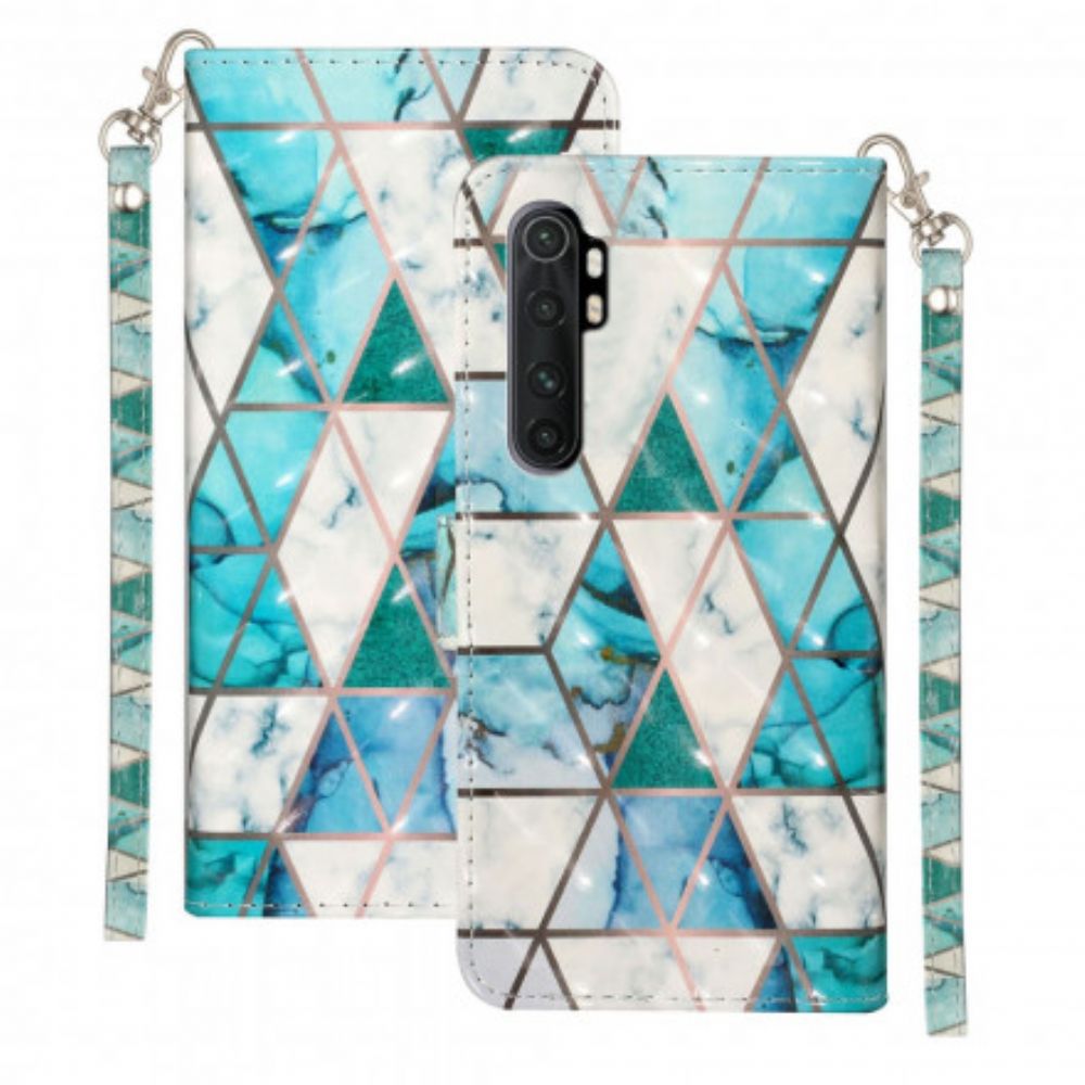 Leren Hoesje voor Xiaomi Mi Note 10 Lite Met Ketting Marmeren Lichtstripspots