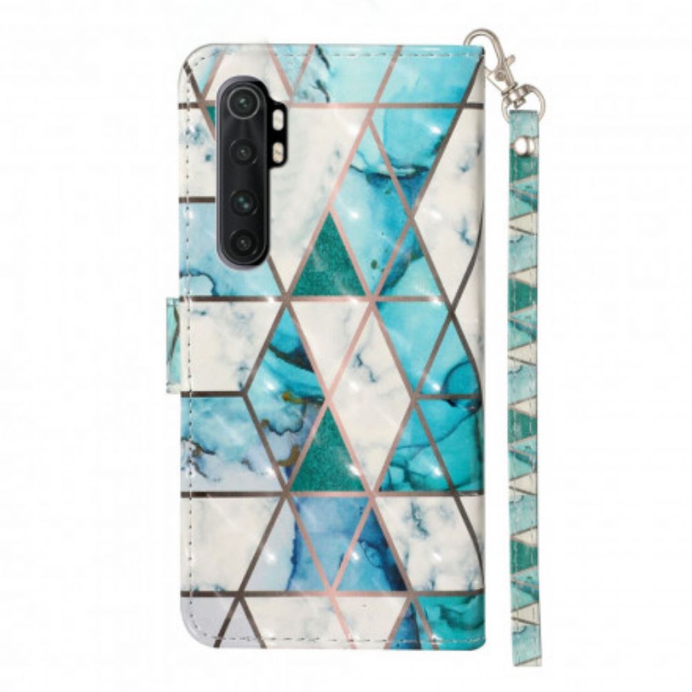 Leren Hoesje voor Xiaomi Mi Note 10 Lite Met Ketting Marmeren Lichtstripspots