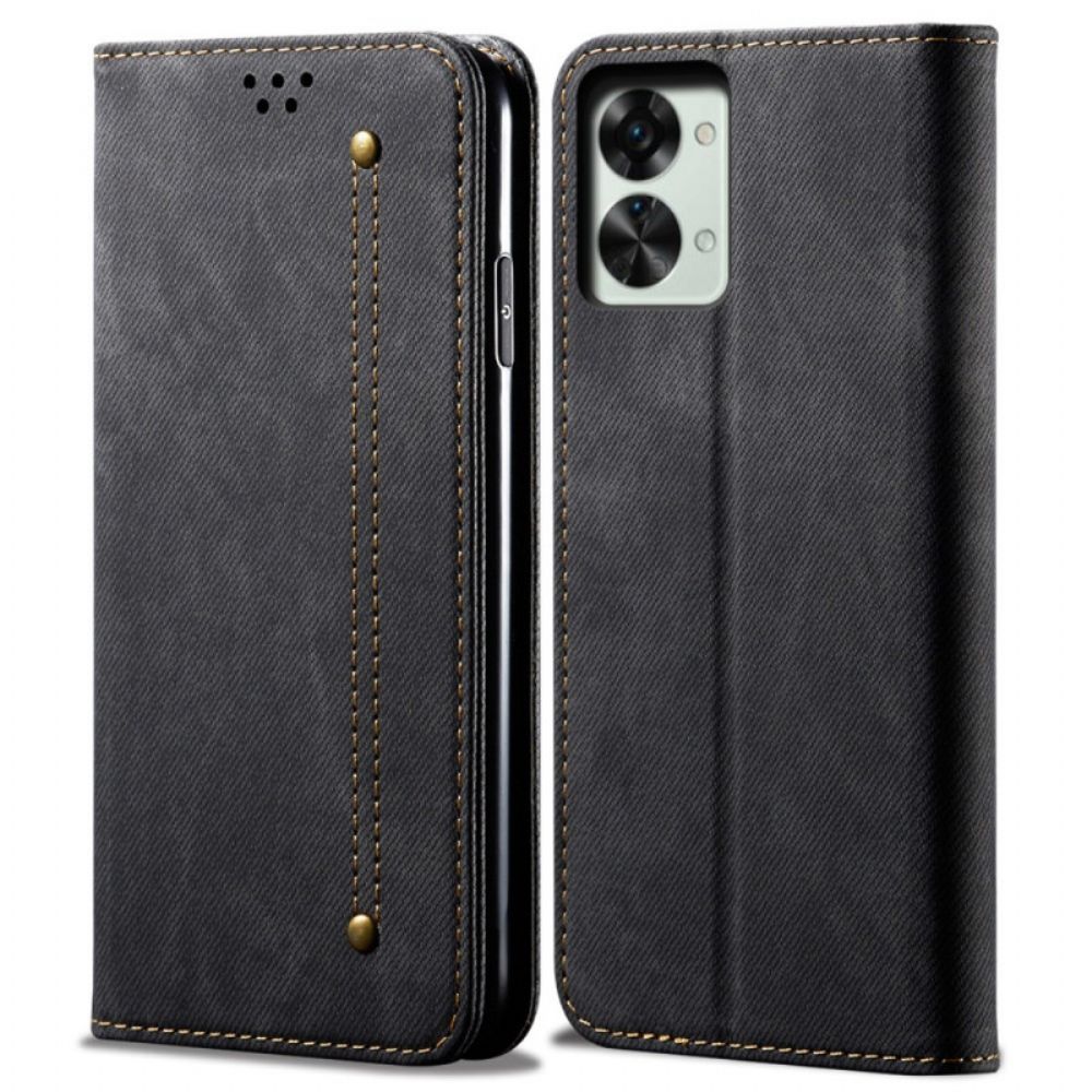 Bescherming Hoesje voor OnePlus Nord 2T 5G Folio-hoesje Denim Stof