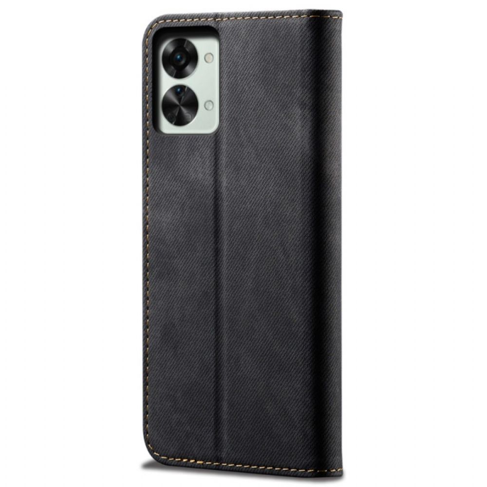 Bescherming Hoesje voor OnePlus Nord 2T 5G Folio-hoesje Denim Stof