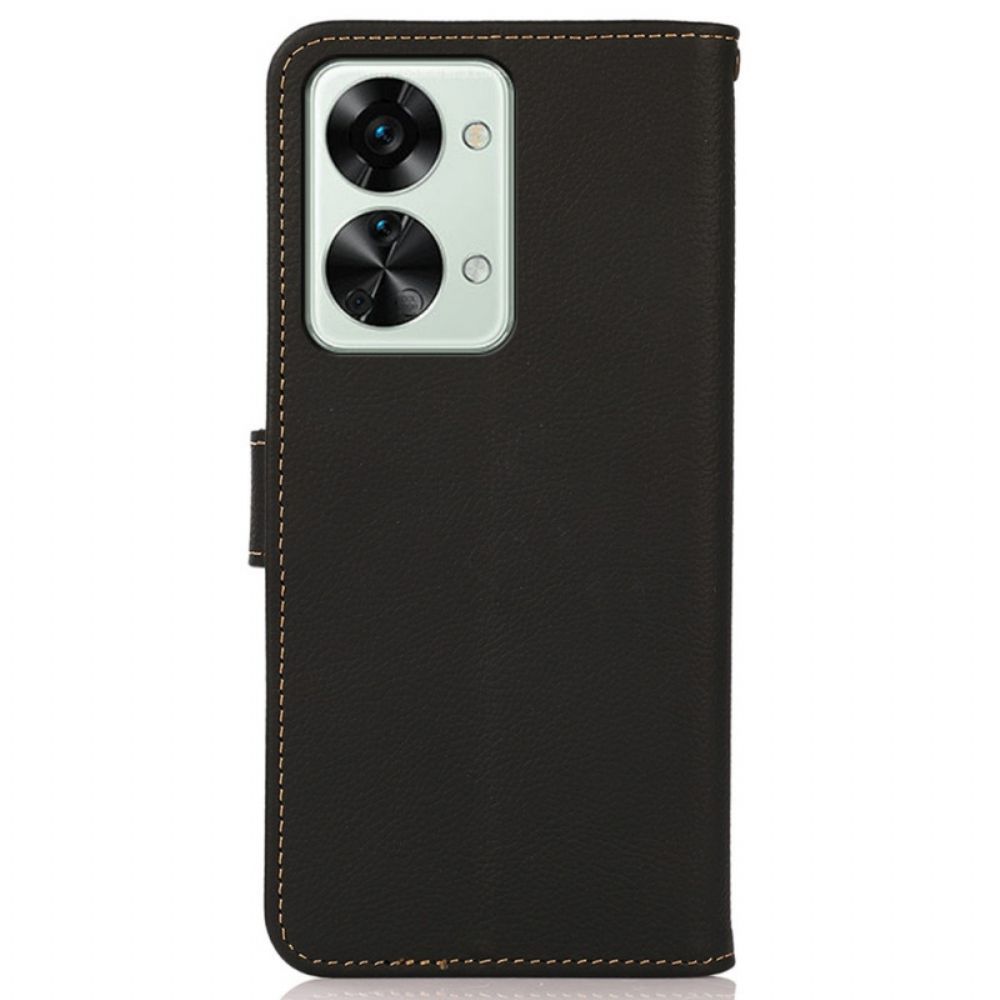 Flip Case voor OnePlus Nord 2T 5G Echt Leer Khazneh Rfid